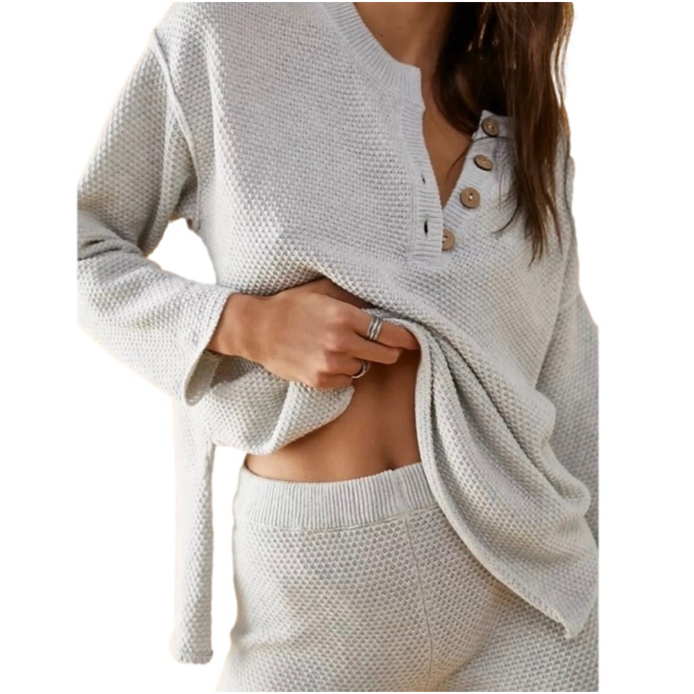 Free People Hailee 2 Piece Set Size M NWT Ivory Heather - Picture 2 of 5